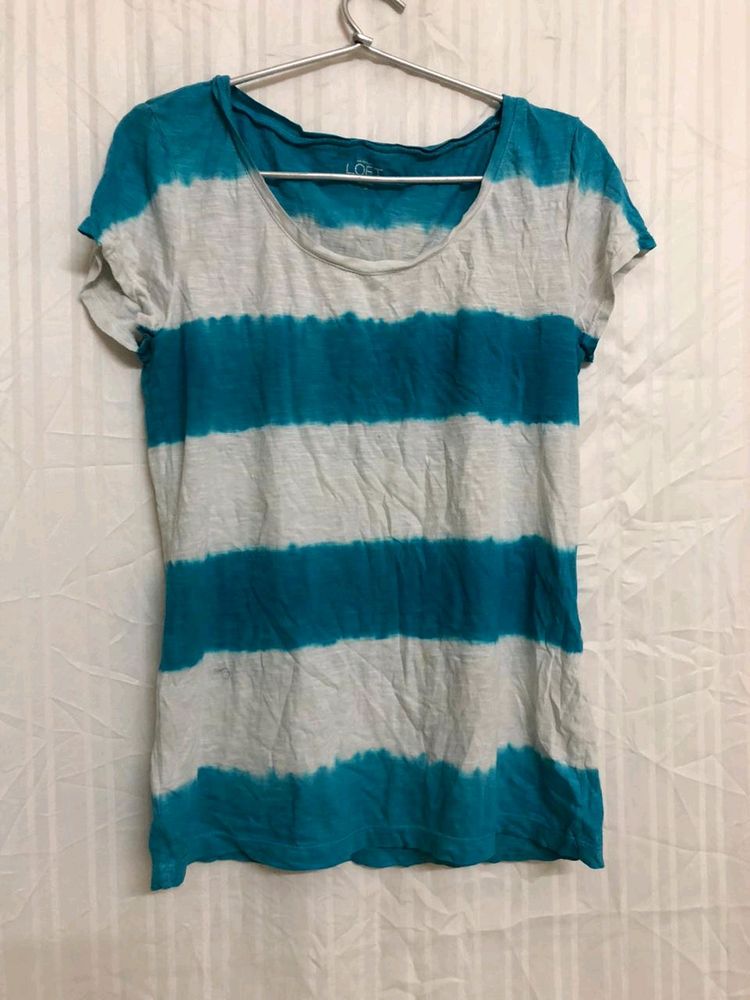 Ann Taylor Blue Short Sleeve T Shirt