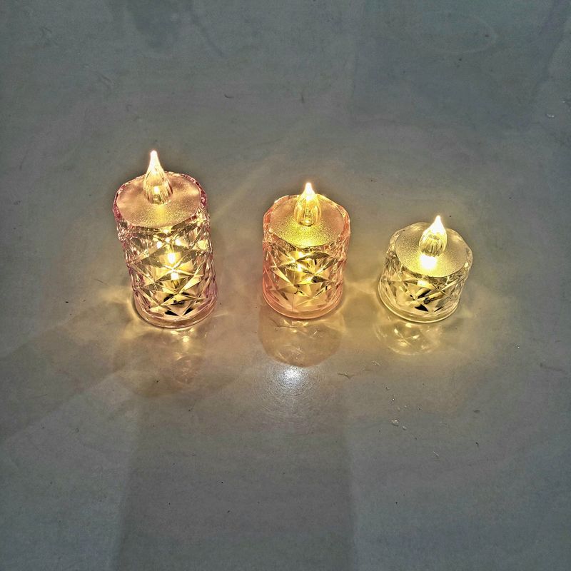 Fancy Diamond Crystal Candle LED Light Set Of 3