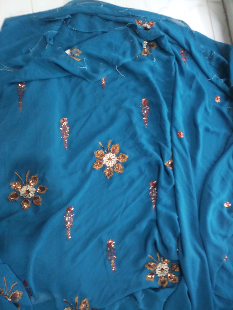 New Not Used Geogette Saree With Nice  Colour