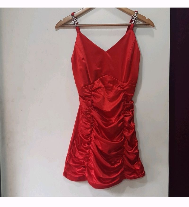 SHEIN ruched Red Dress