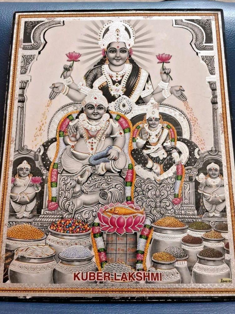 ♡Silver Kuber Lakshmi GODDESS Painting♡