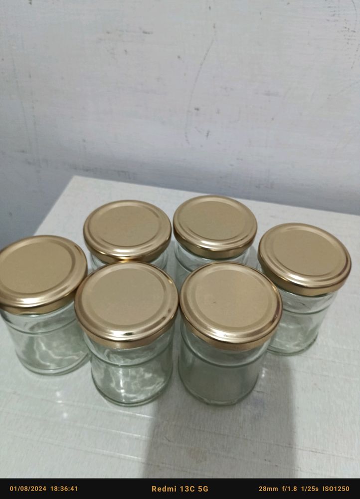 Glass Container  with Golden Lid