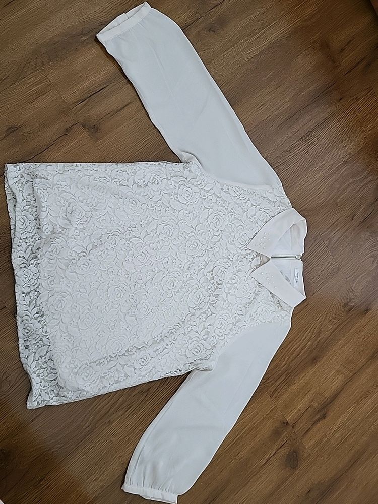 Off White Net Top