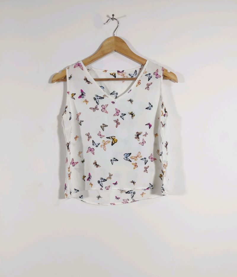 White Printed Casual Top (Women)