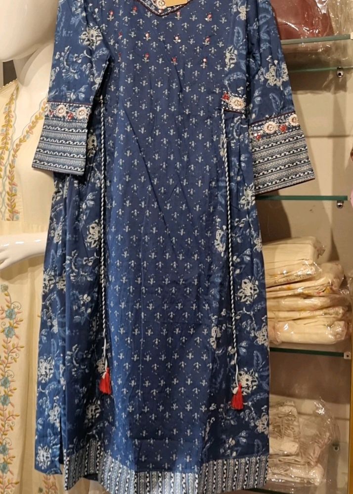 Indigo Summer Kurta Set With Dupatta