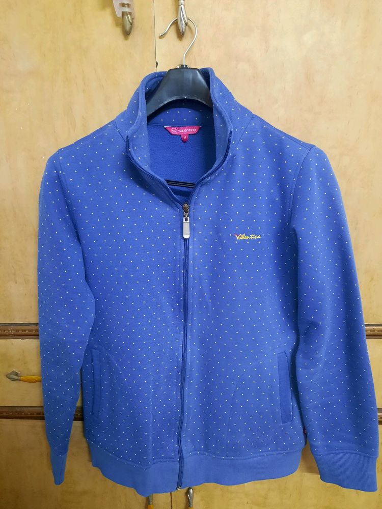 Front Open Zipper Sweatshirt Blue Color