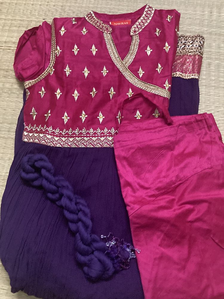 Purple & Pink Kurta Set For Grabs