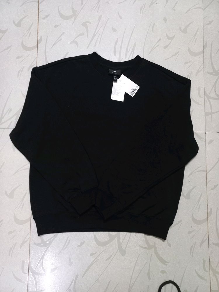 H&M Pure Black Sweatshirt With Tags