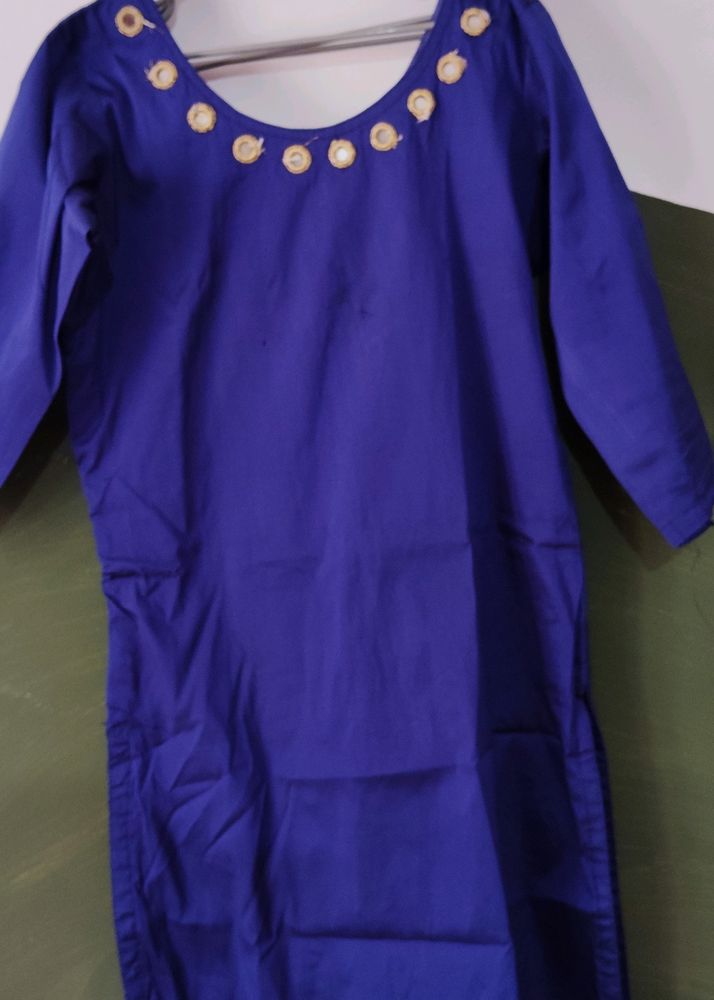 Royal Blue Cotton Silk Kurtha