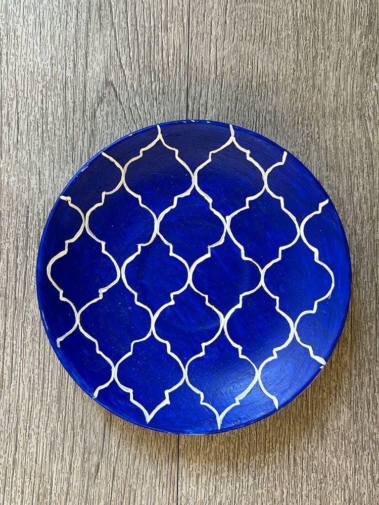 Handpainted mosaic pattern ceramic plate