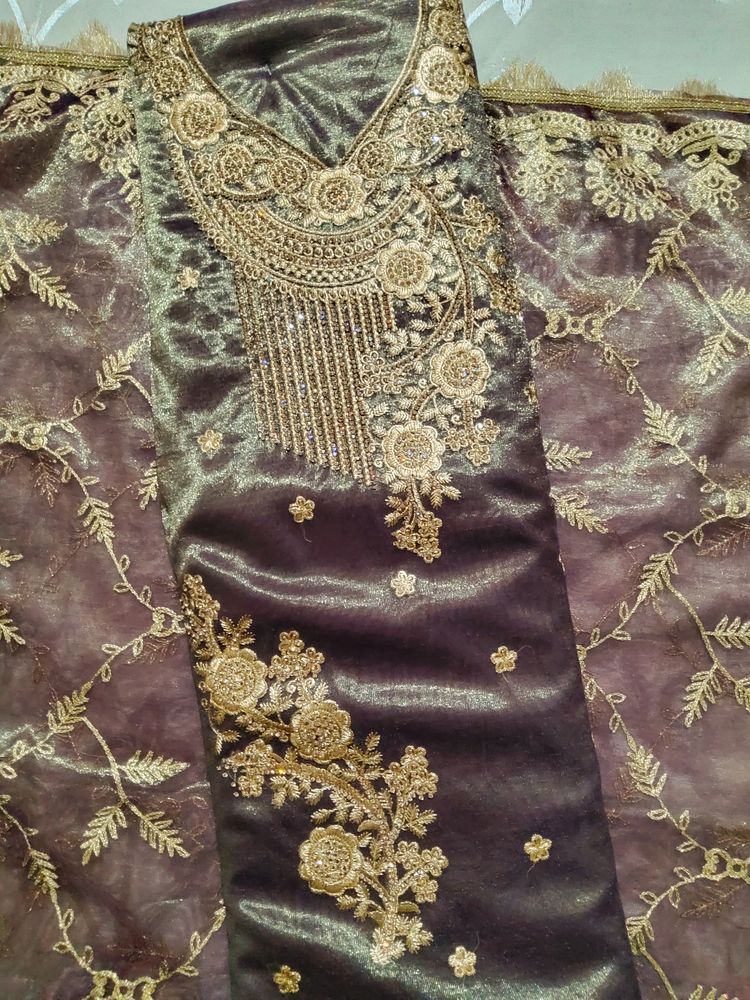 Embroidered Semi Stitched Suit,Full Work Dupatta