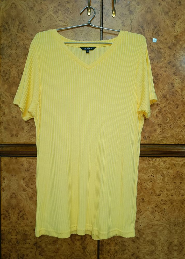 Tops & Tunics | Yellow Ribbed Zudio Top | Freeup