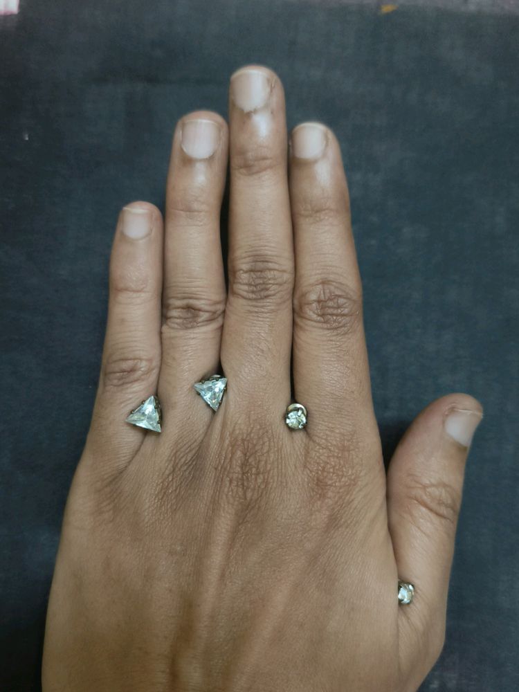 Combo Of Triangle And Circle Stone Studs