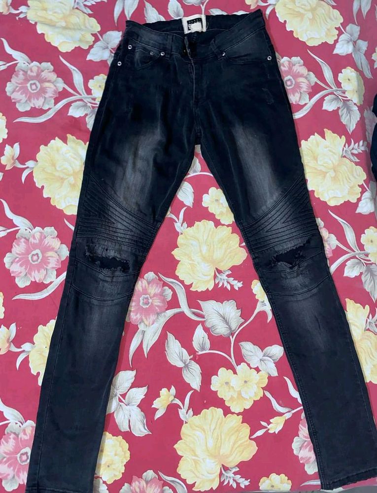 Black Rugged Skinny Jeans