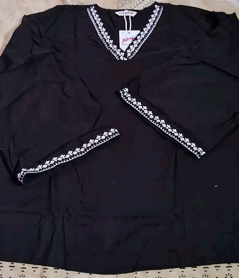 Black Short V Neck - Kurti....