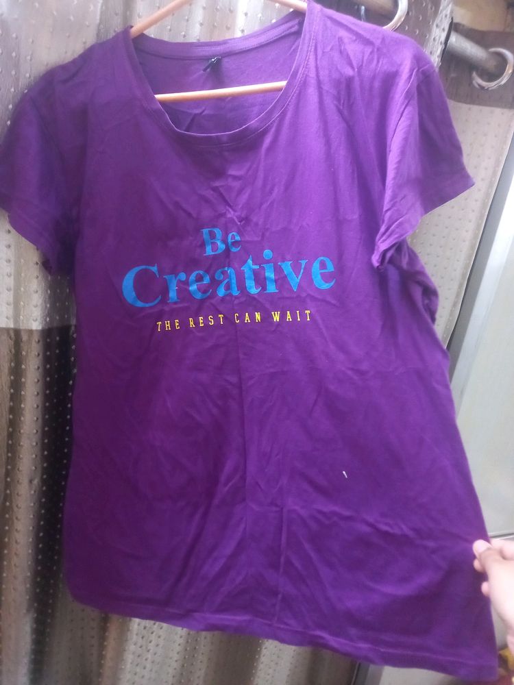 Purple Regular Casual Wear Printed Tshirt