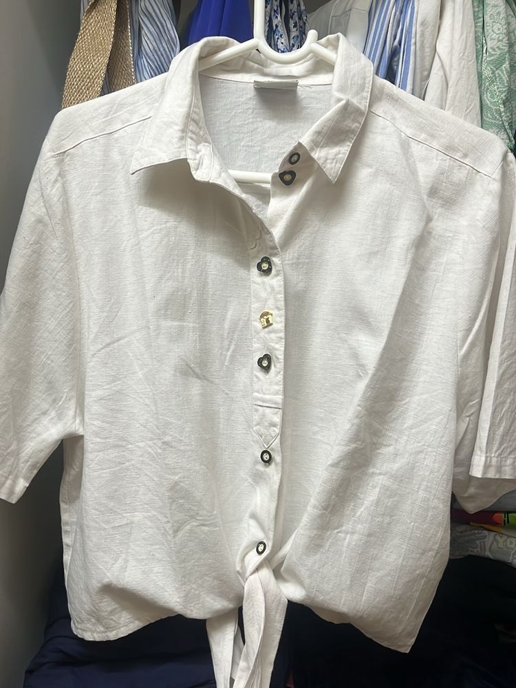 Crop shirt White Cute Buttons