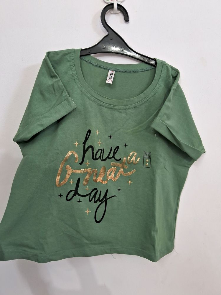 Green Crop T Shirt