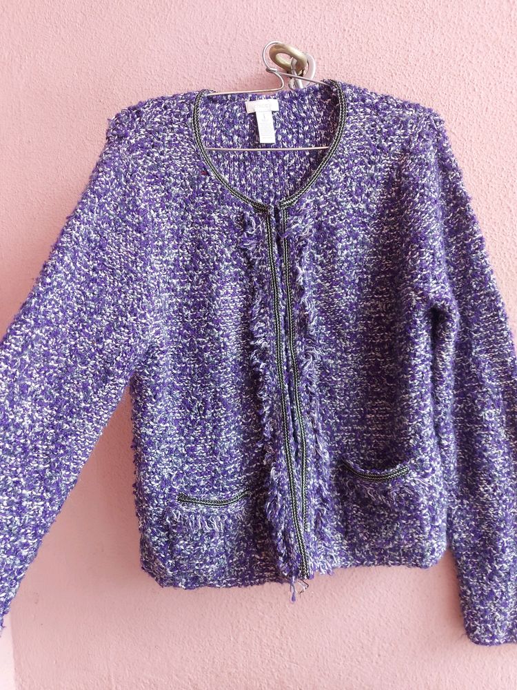 BEAUTIFUL Purple White WOOLEN JACKET 💜