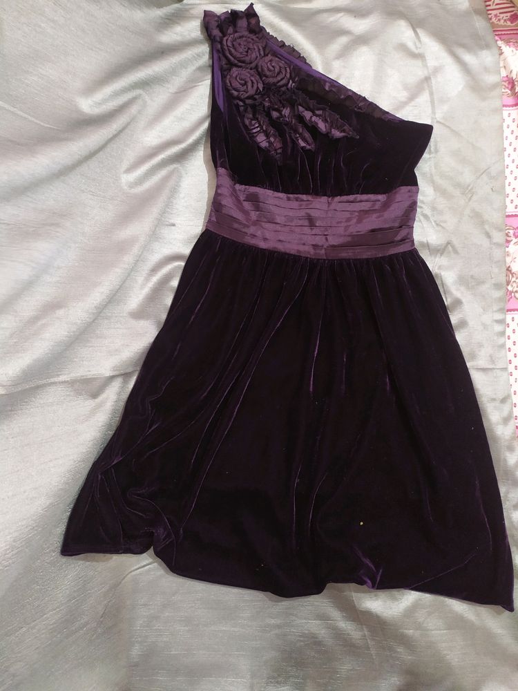 Dark Purple Velvet Mini Dress For Women girls