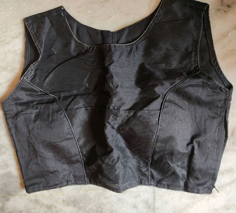 price slash!!! A black raw silk designer blouse for sale.