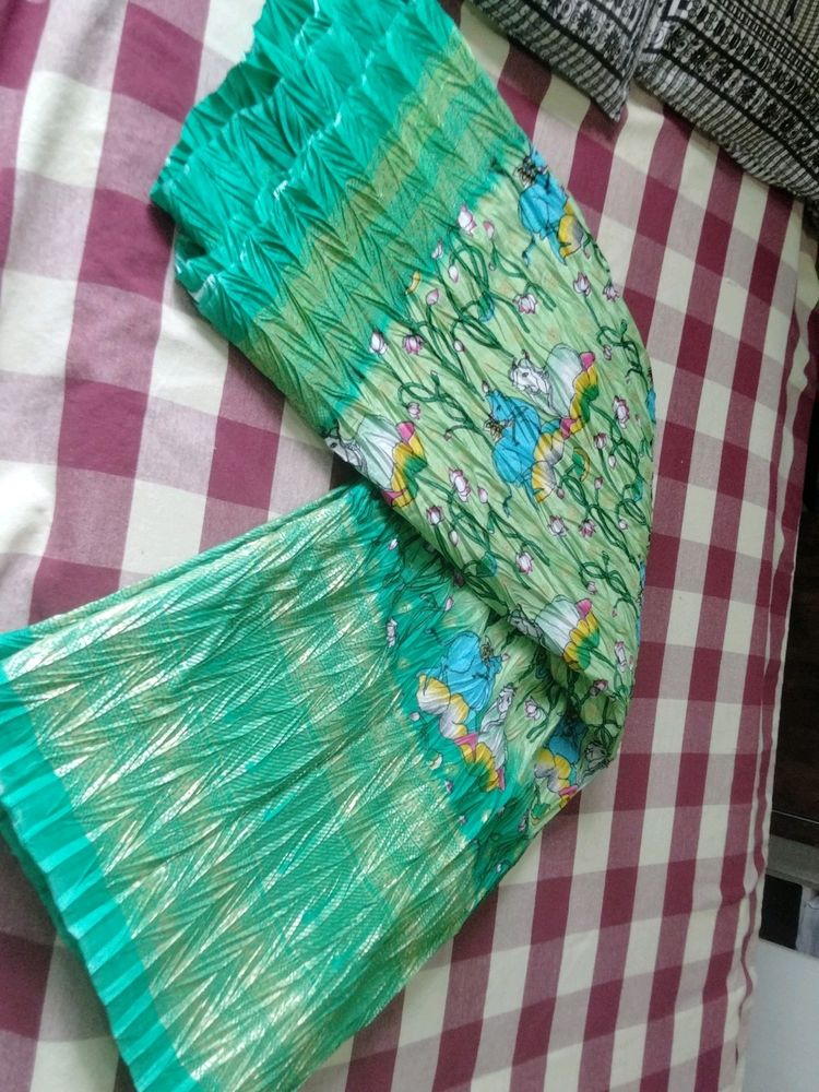 New Green Crush Pichwai Print Saree