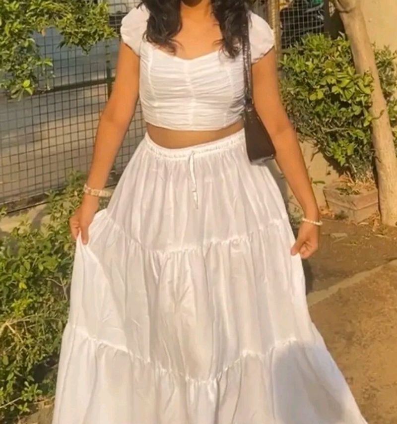 Pinteresty White Long Skirt🤍(Direct From Shop)