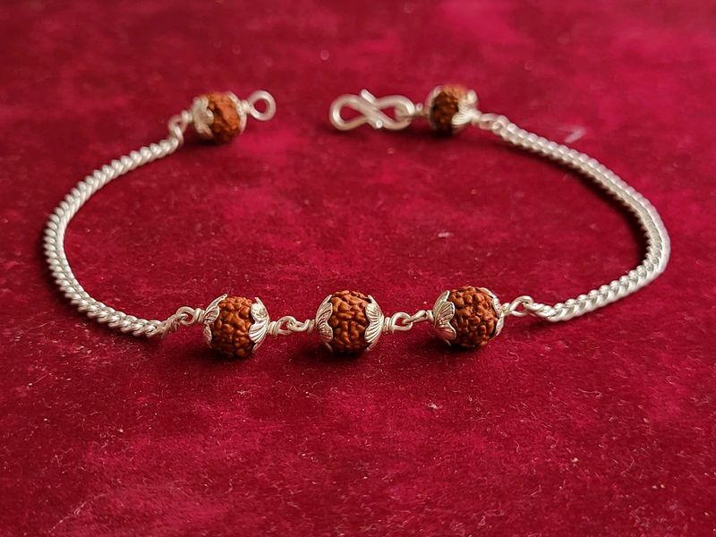 Silver Rudraksh Trendy Rakhi / Bracelet