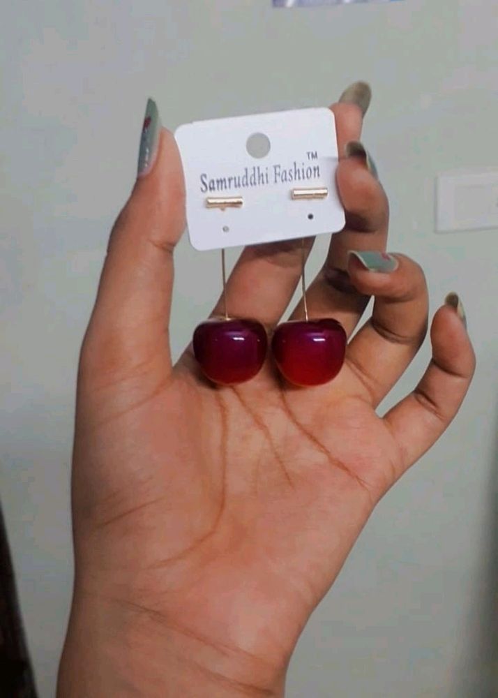 Korean Cherry Drop Earrings