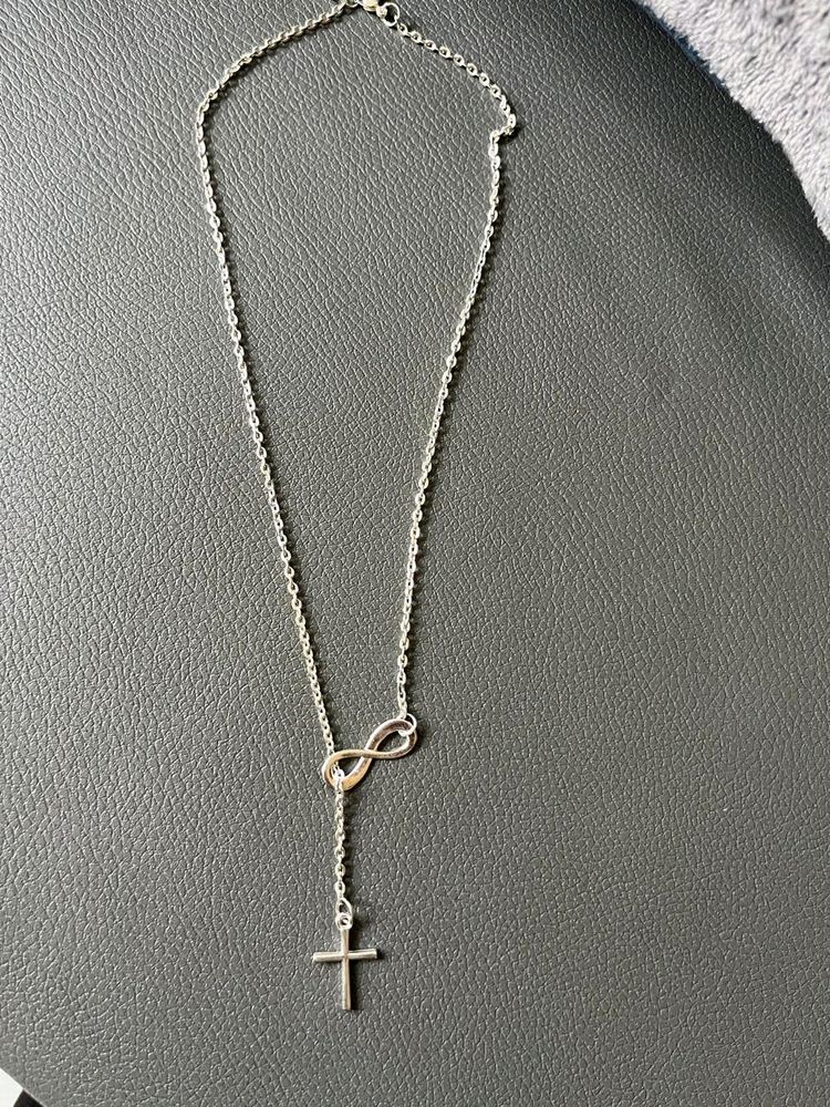 New Silver Infinity Chain With Cross