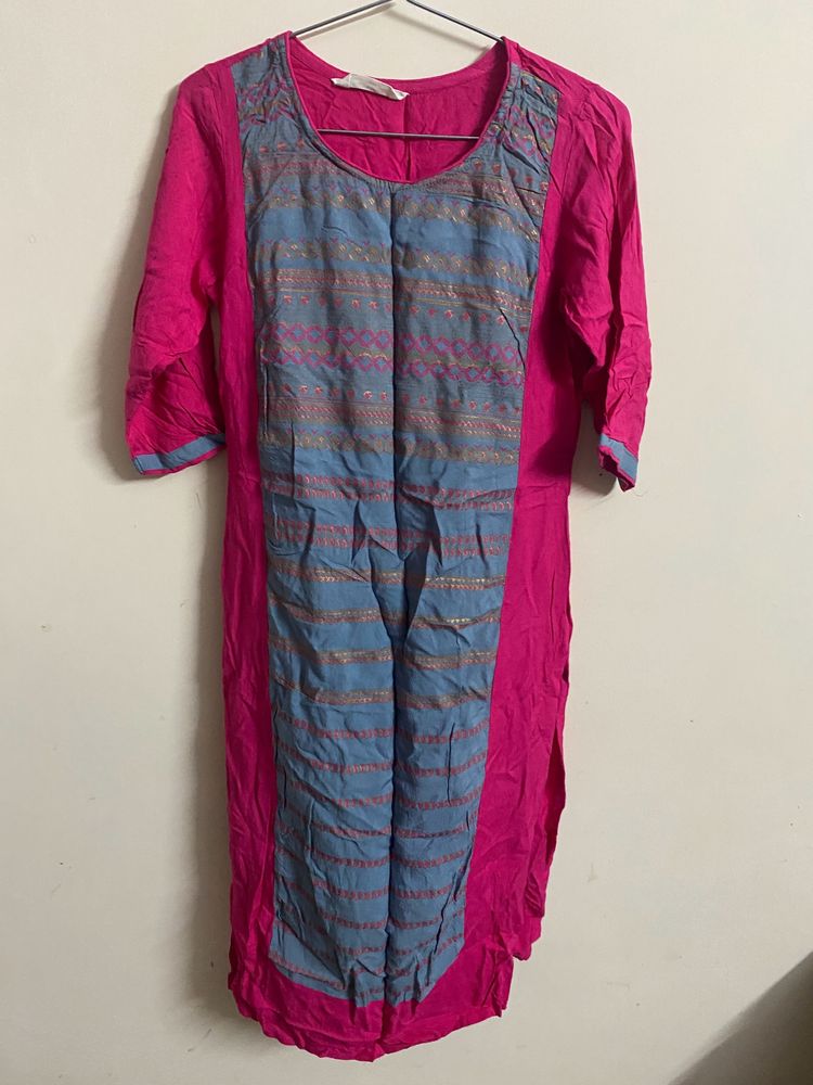 Women Pink & Grey Kurti