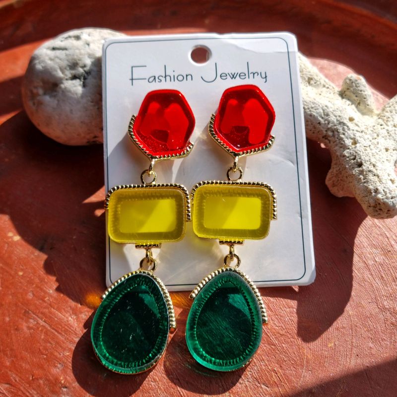 Coloured Glasses Layered Earrings