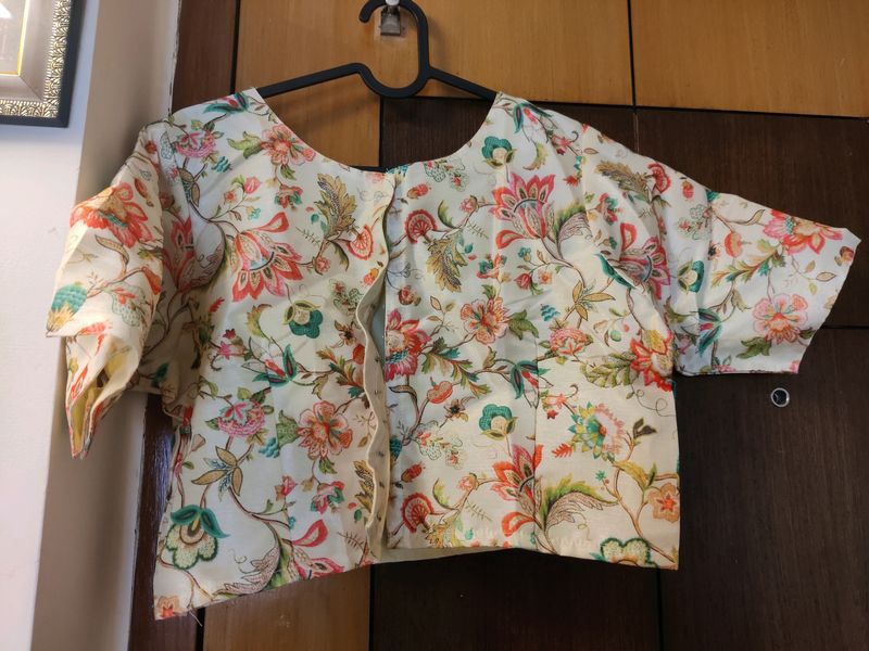 Cream With Floral Print Ready Made Blouse