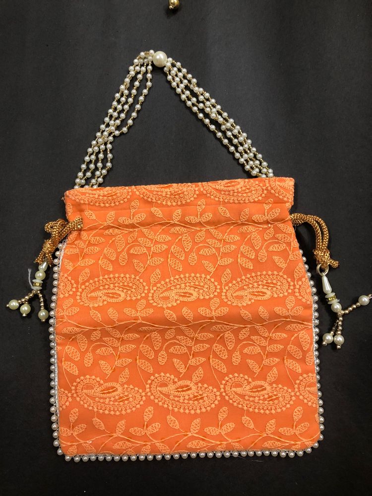 Traditional Orange Potli Bag