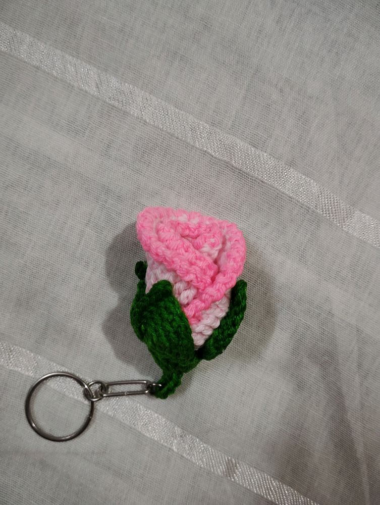 Crochet Rosebud keychain