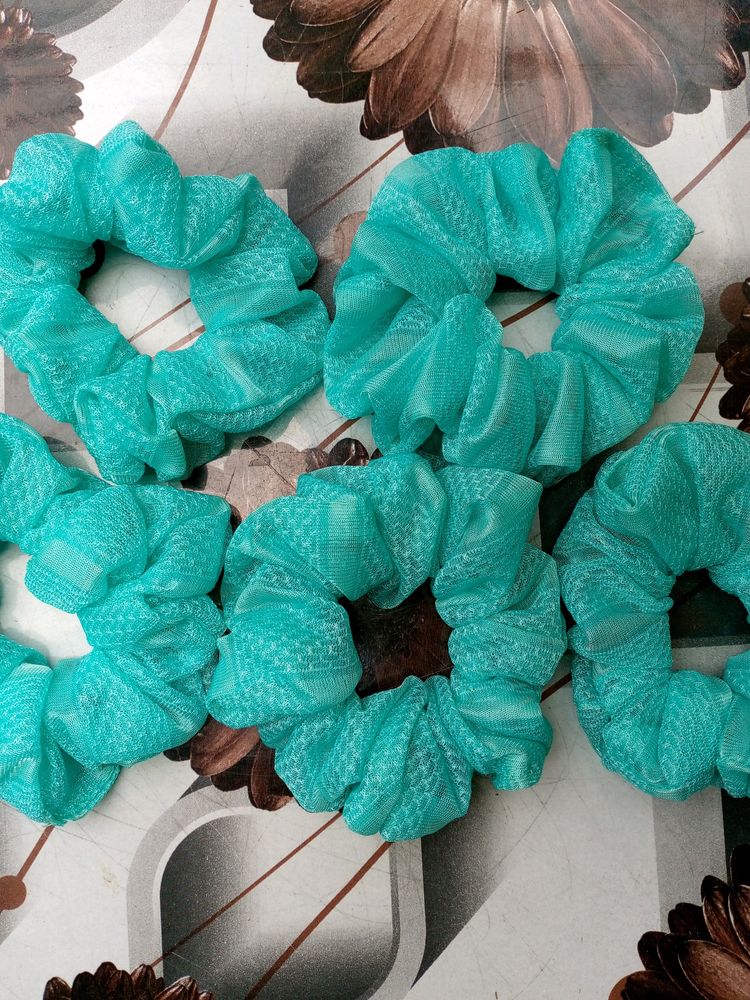 Sky Blue Scrunchies Pack Of 5