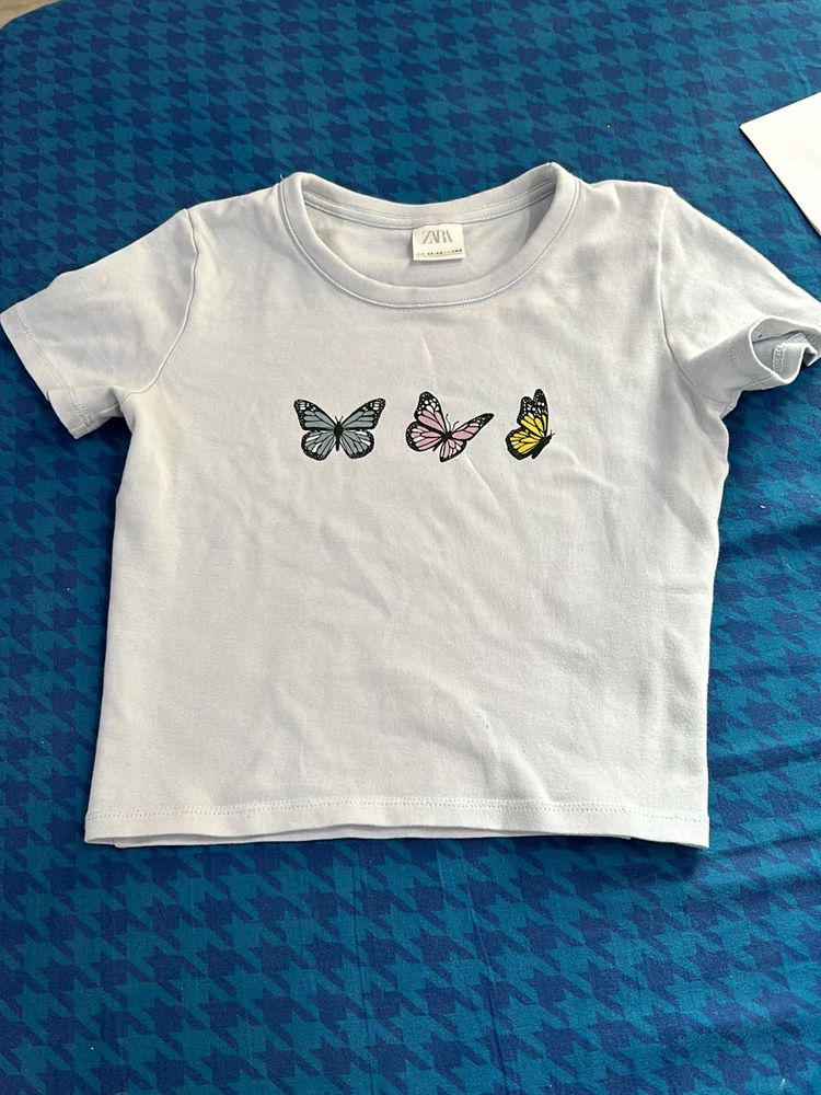 Zara Crop Top With Butterfly 🦋 Applique