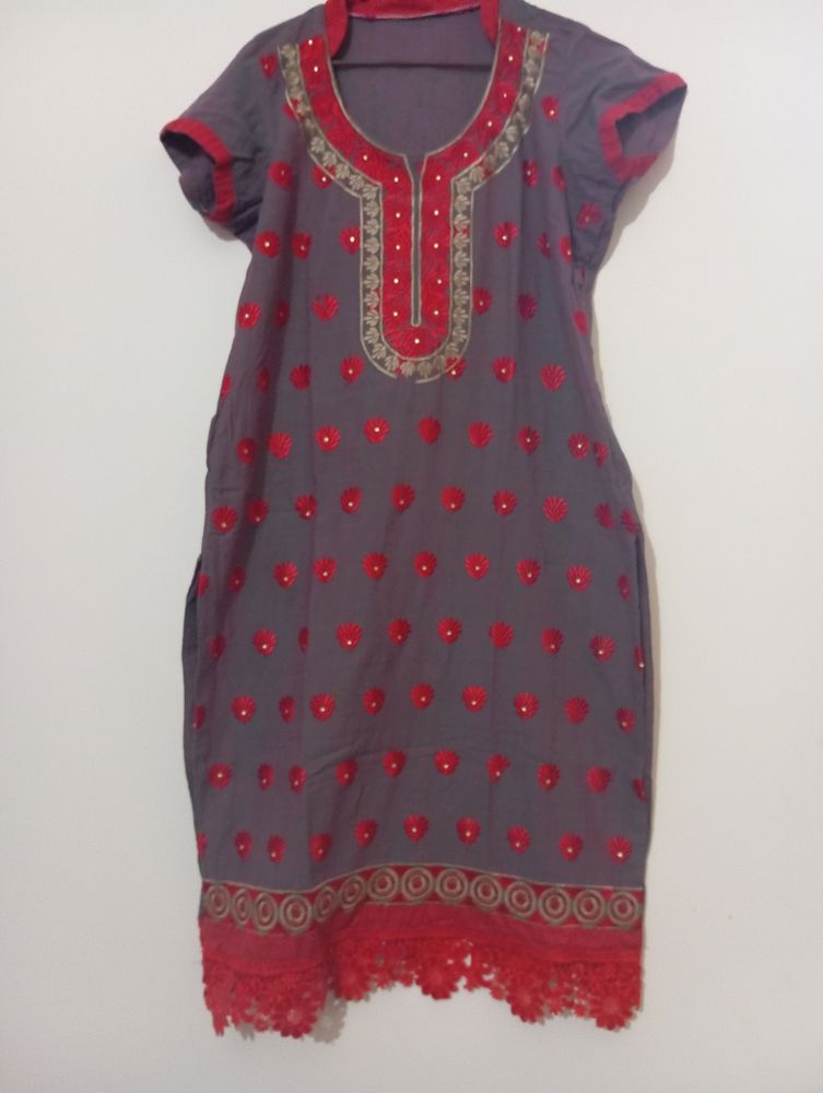 Red embroidery Kurti