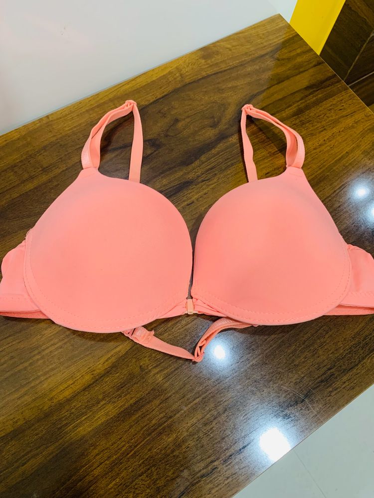 Coral Front Open Bra