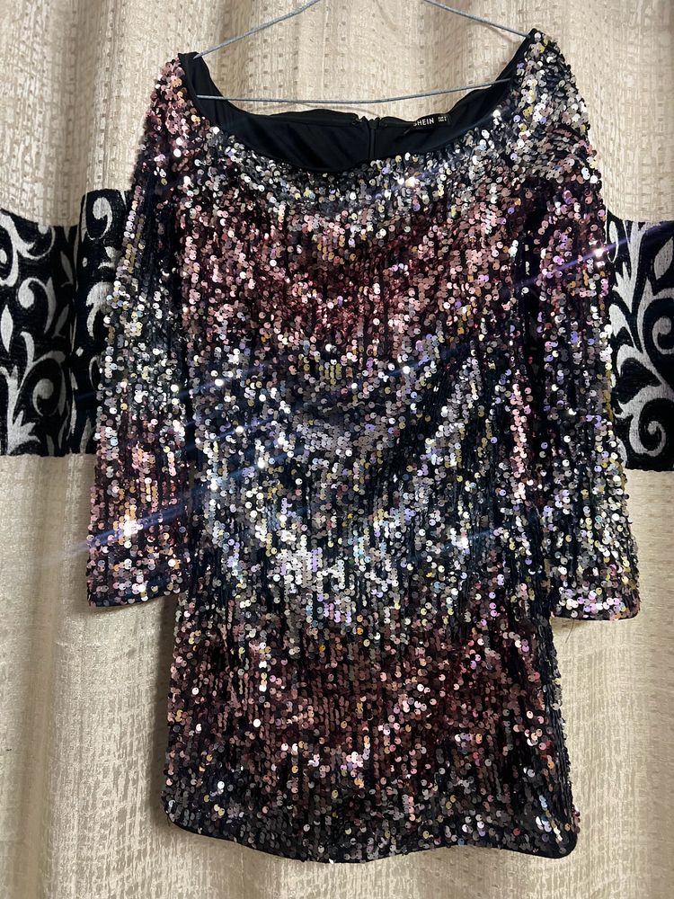 Sequence Short Dress  Silver, Pink Black Dres