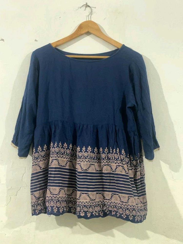 Blue Designer Empire Top