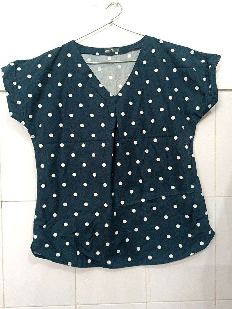 Dark Blue White Dot Top