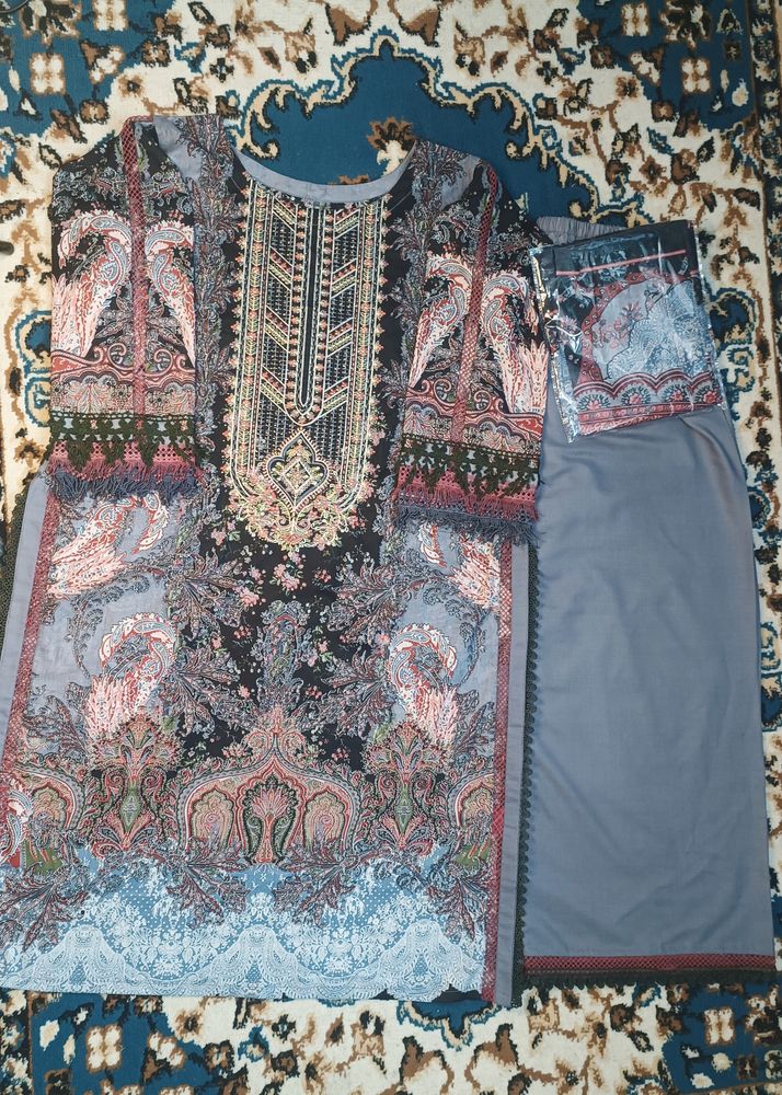 Pakistani Concept Cotton Self Embroidered Kurtaset