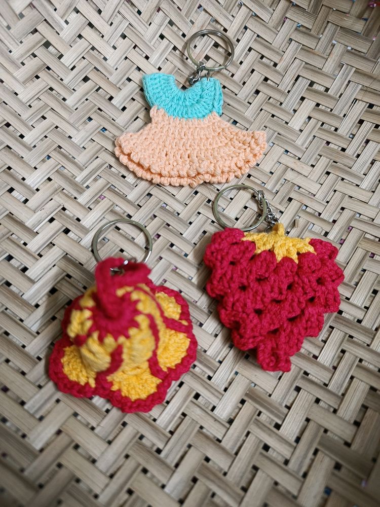 Set Of 3 Crochet Keychains