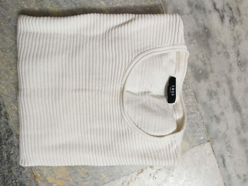 A Woolen White Full Hand Sweat T-Shirt