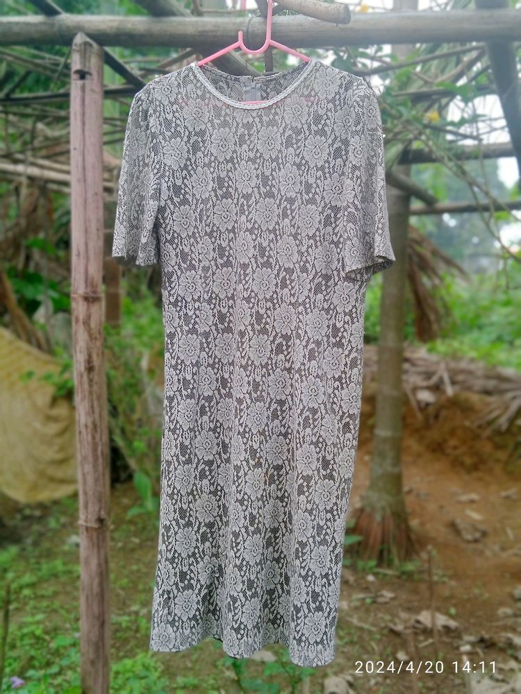 Simple Net Party Wear Dress