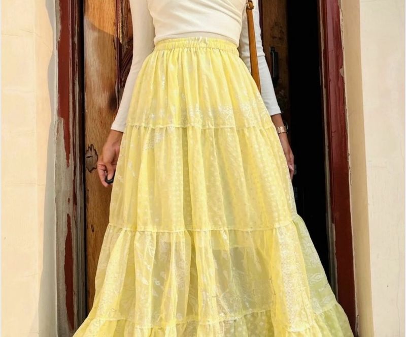 Yellow Detailed Maxi Skirt