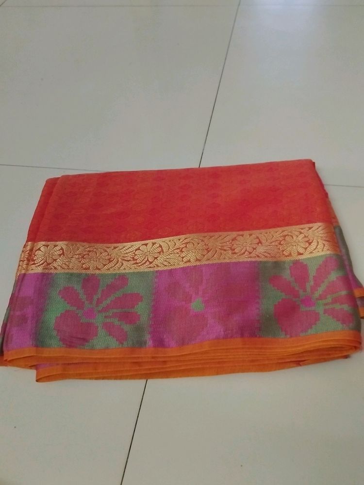 Light Orange Silk Cotton Saree...