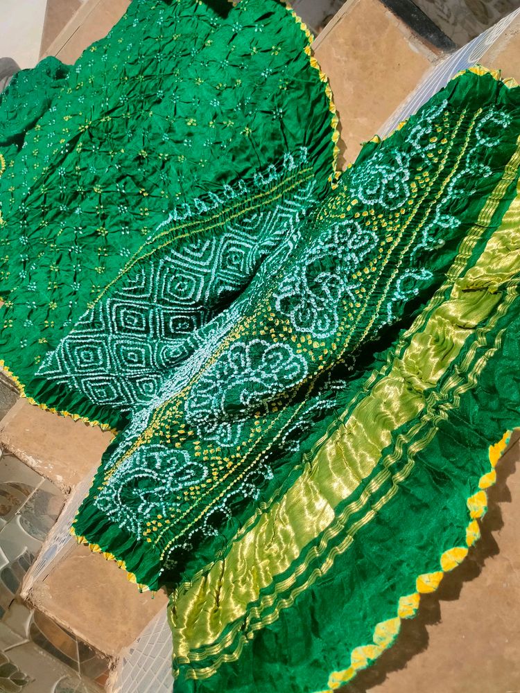 Pure Gaji Silk Peacock Pallu Bandhej Saree