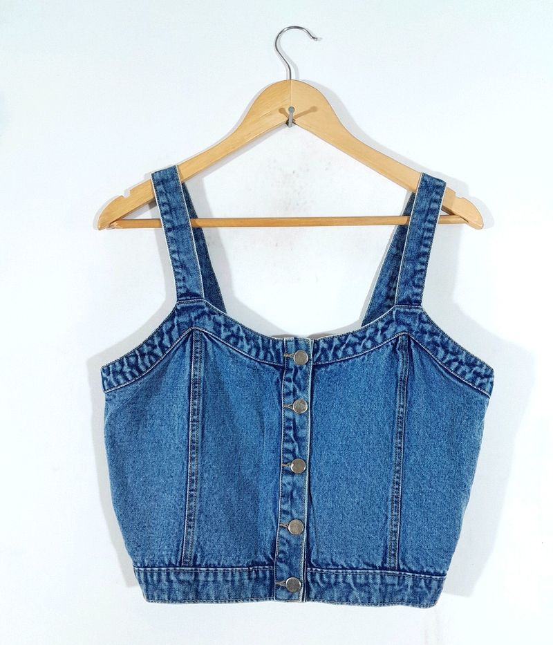 Mid Blue Denim Crop Top (Women's)